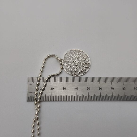 18 Inch Sterling Silver Filigree Style Pendant Chain Necklace A1804 - Picture 6 of 7